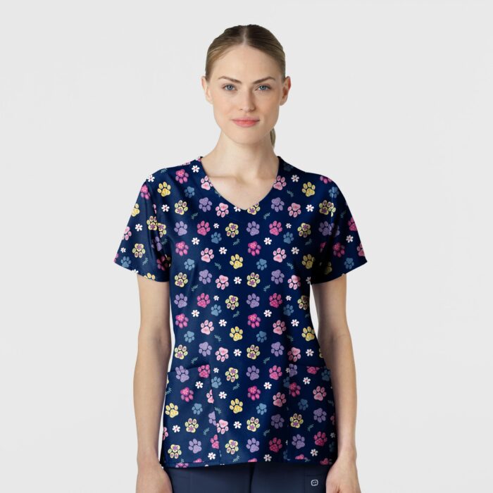 WINK ženska bluza V-izreza Springtime Stroll Navy